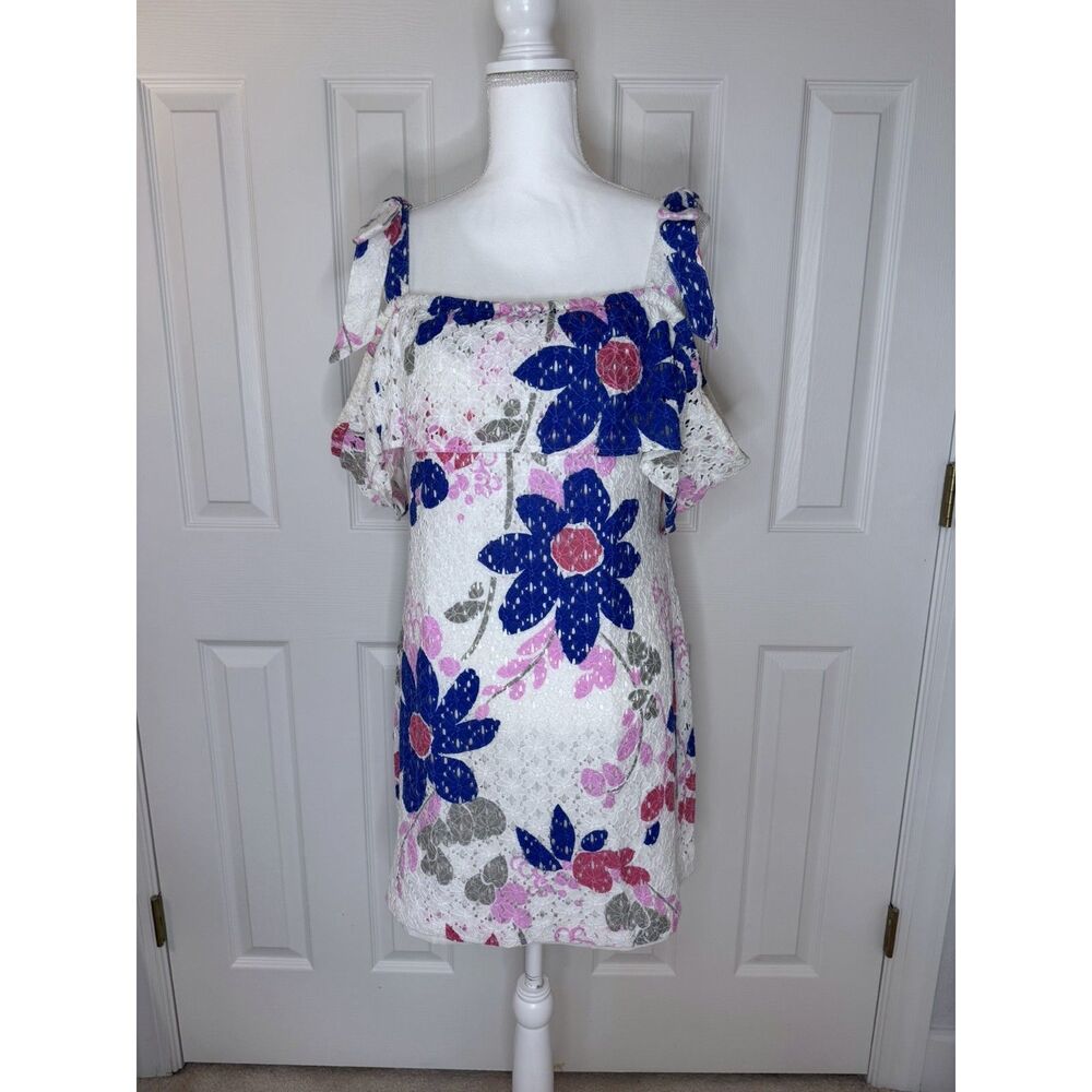 Trina Turk Floral Lace Cold Shoulder Dress Size Small